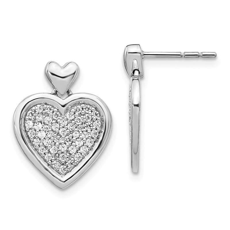 14k White Gold Diamond Fancy Heart Post Earrings - Seattle Gold Grillz