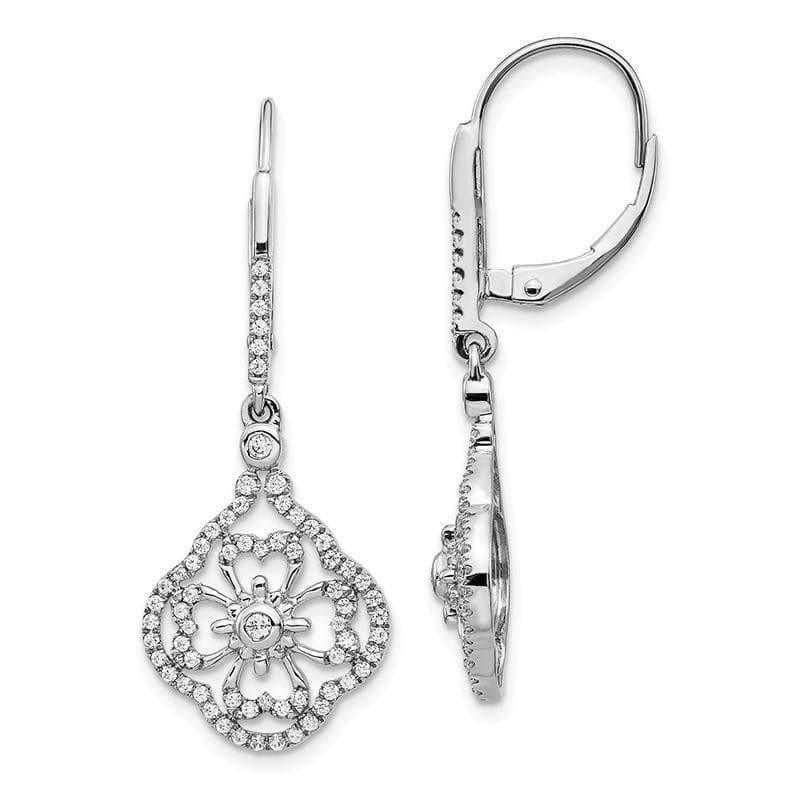 14k White Gold Diamond Fancy Leverback Earrings - Seattle Gold Grillz