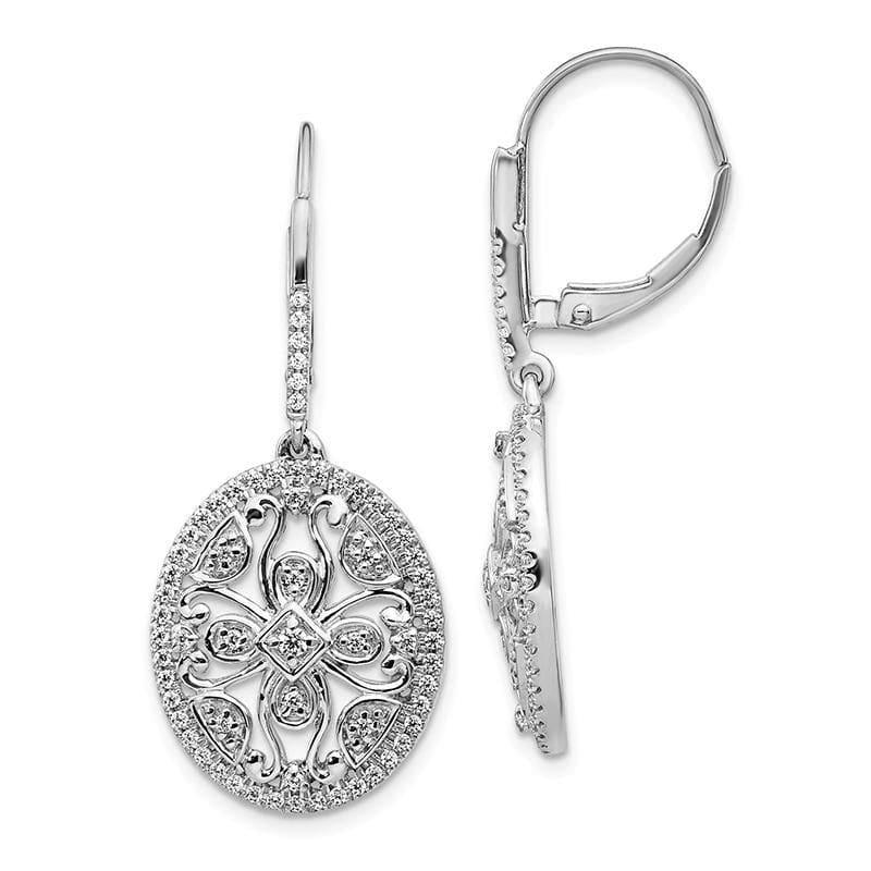 14k White Gold Diamond Fancy Leverback Earrings - Seattle Gold Grillz
