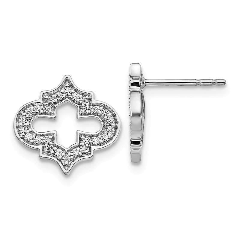 14k White Gold Diamond Fancy Post Earrings - Seattle Gold Grillz