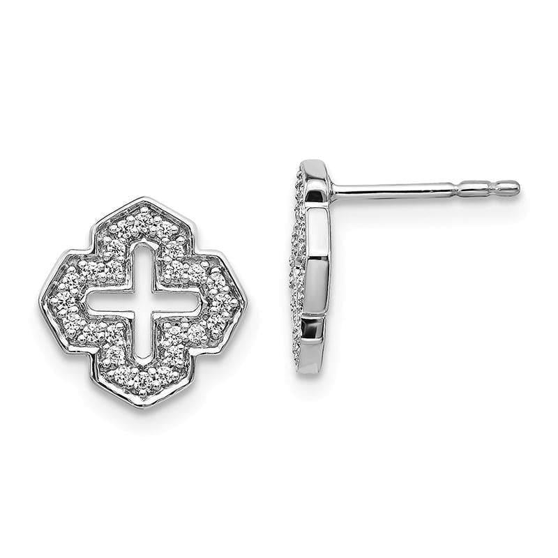 14k White Gold Diamond Fancy Post Earrings - Seattle Gold Grillz