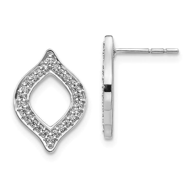 14k White Gold Diamond Fancy Post Earrings - Seattle Gold Grillz