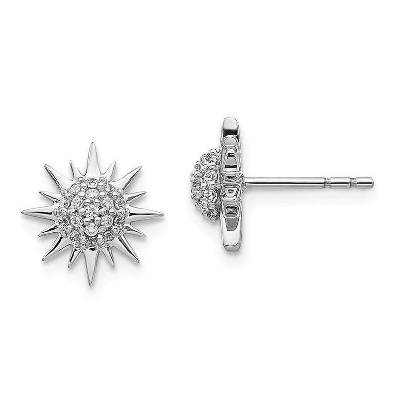 14k White Gold Diamond Fancy Sun Earrings - Seattle Gold Grillz