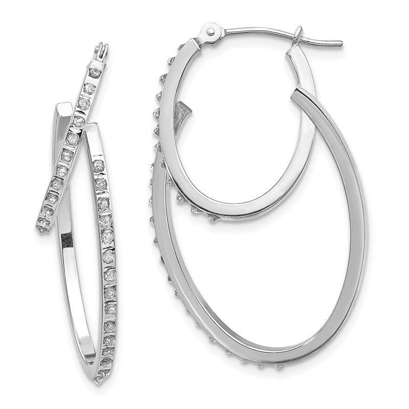 14k White Gold Diamond Fascination Hinged Double Hoop Earrings - Seattle Gold Grillz