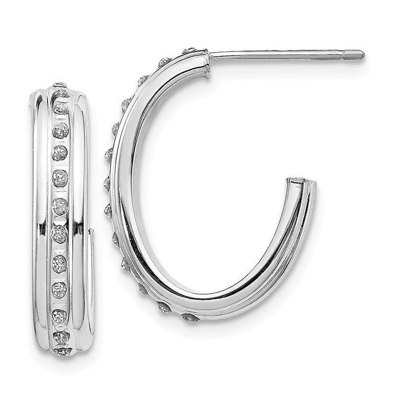 14k White Gold Diamond Fascination Post J Hoop Earrings - Seattle Gold Grillz