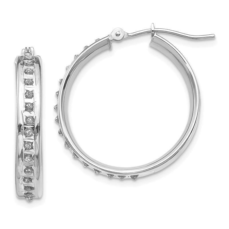 14k White Gold Diamond Fascination Round Hinged Hoop Earrings - Seattle Gold Grillz
