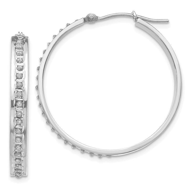 14k White Gold Diamond Fascination Round Hinged Hoop Earrings - Seattle Gold Grillz