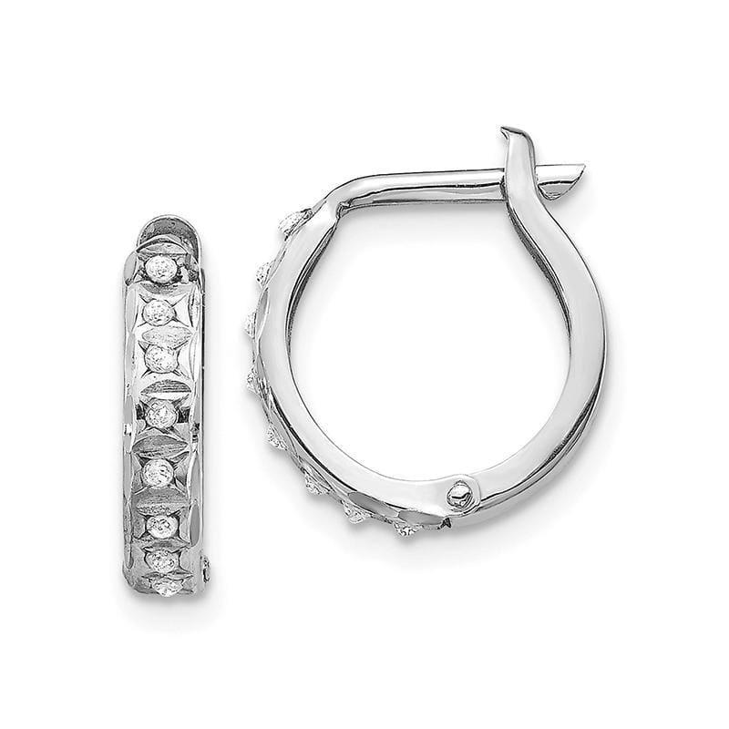 14k White Gold Diamond Fascination Round Hinged Hoop Earrings - Seattle Gold Grillz