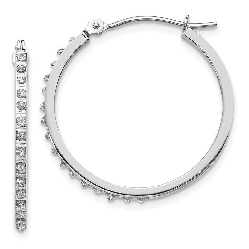 14k White Gold Diamond Fascination Round Hinged Hoop Earrings - Seattle Gold Grillz