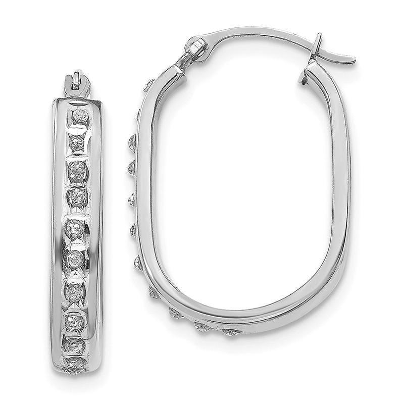 14k White Gold Diamond Fascination Squared Hinged Hoop Earrings - Seattle Gold Grillz