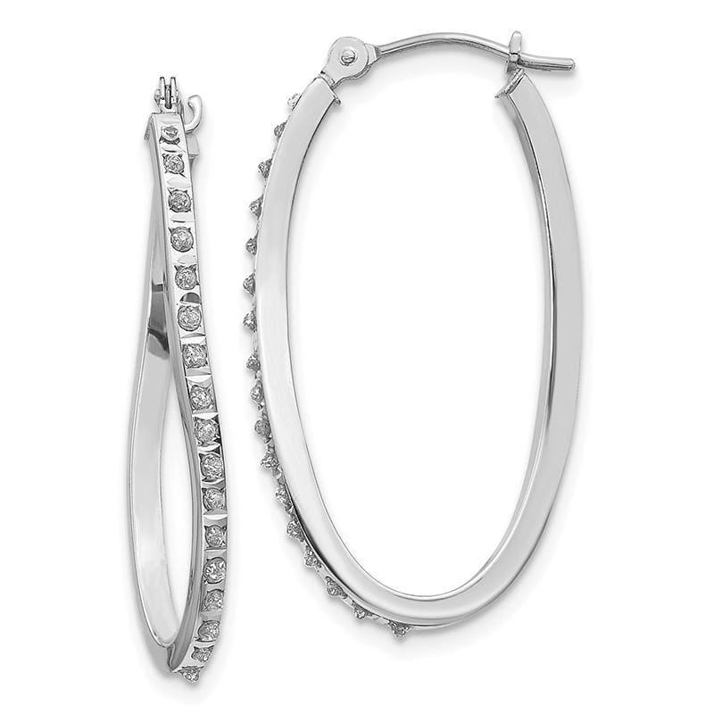 14k White Gold Diamond Fascination Twist Hinged Hoop Earrings - Seattle Gold Grillz