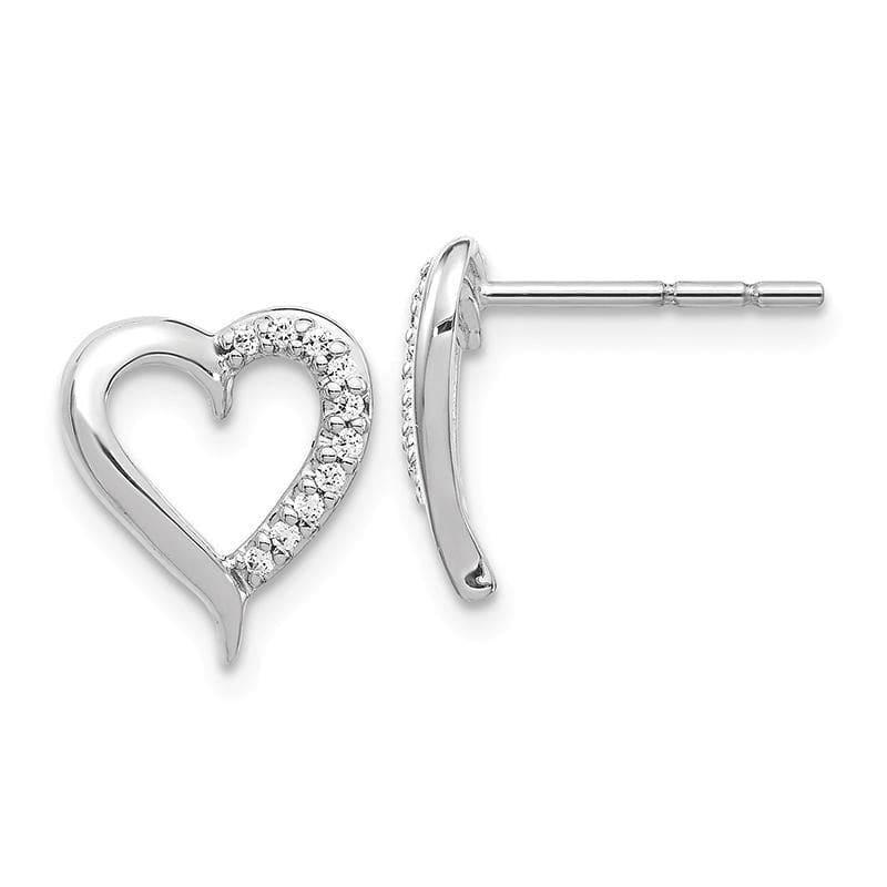 14k White Gold Diamond Heart Earrings - Seattle Gold Grillz