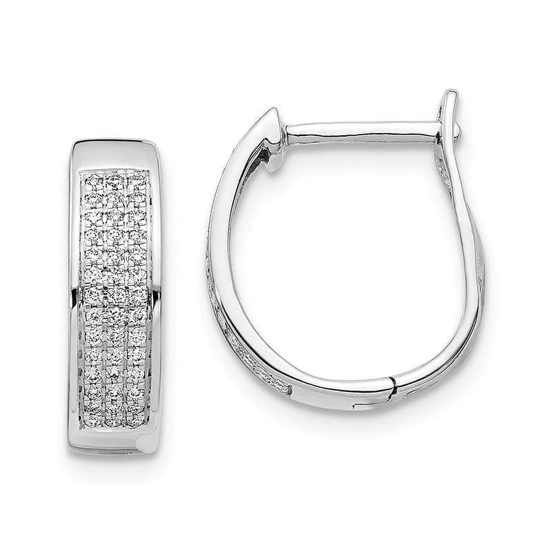 14K White Gold Diamond Hinged Oval Hoop Earrings. 0.20ctw - Seattle Gold Grillz
