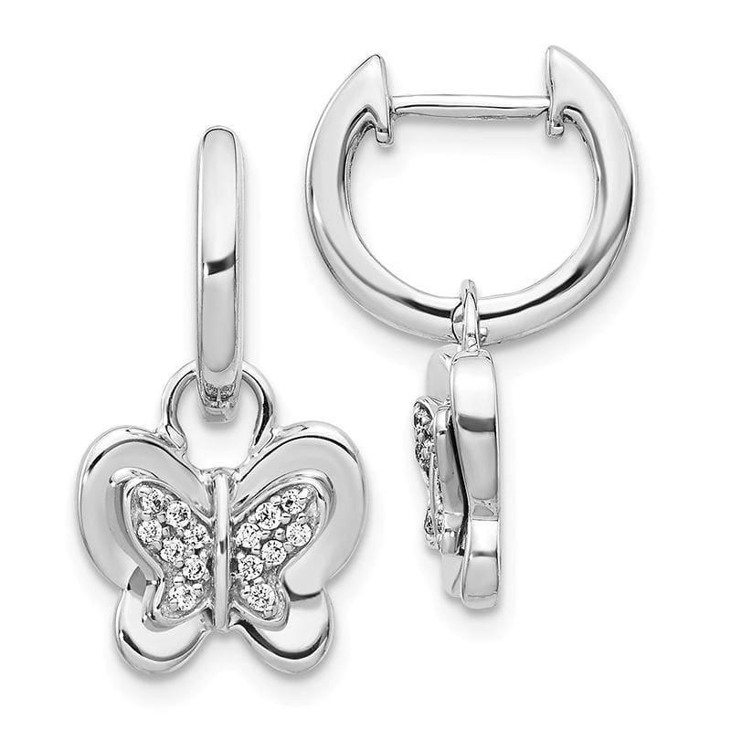 14k White Gold Diamond Hoop Butterfly Earrings - Seattle Gold Grillz