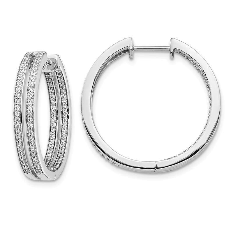 14k White Gold Diamond In-Out Hoop Earrings. 1.00ctw - Seattle Gold Grillz