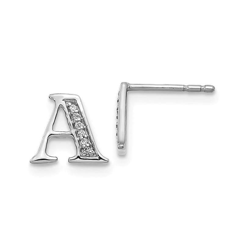 14k White Gold Diamond Initial A Earrings - Seattle Gold Grillz