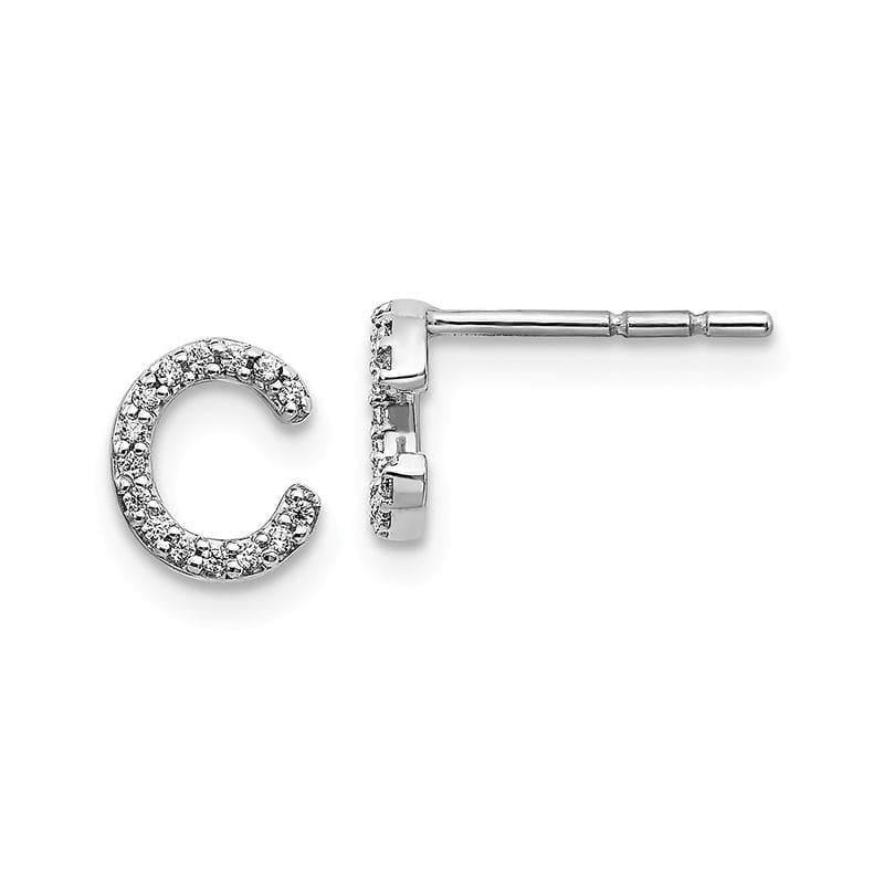 14k White Gold Diamond Initial C Earrings - Seattle Gold Grillz