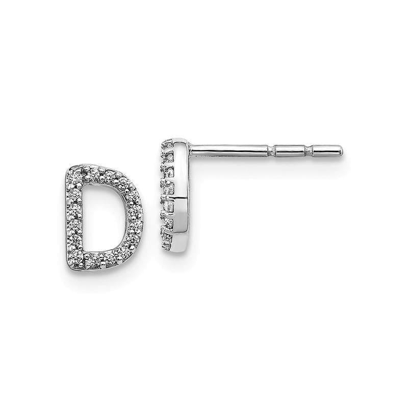 14k White Gold Diamond Initial D Earrings - Seattle Gold Grillz
