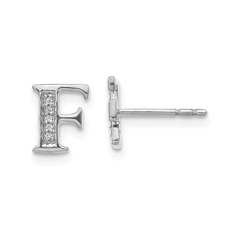14k White Gold Diamond Initial F Earrings - Seattle Gold Grillz