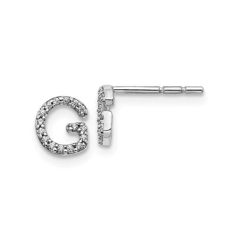 14k White Gold Diamond Initial G Earrings - Seattle Gold Grillz