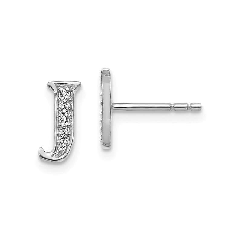 14k White Gold Diamond Initial J Earrings - Seattle Gold Grillz