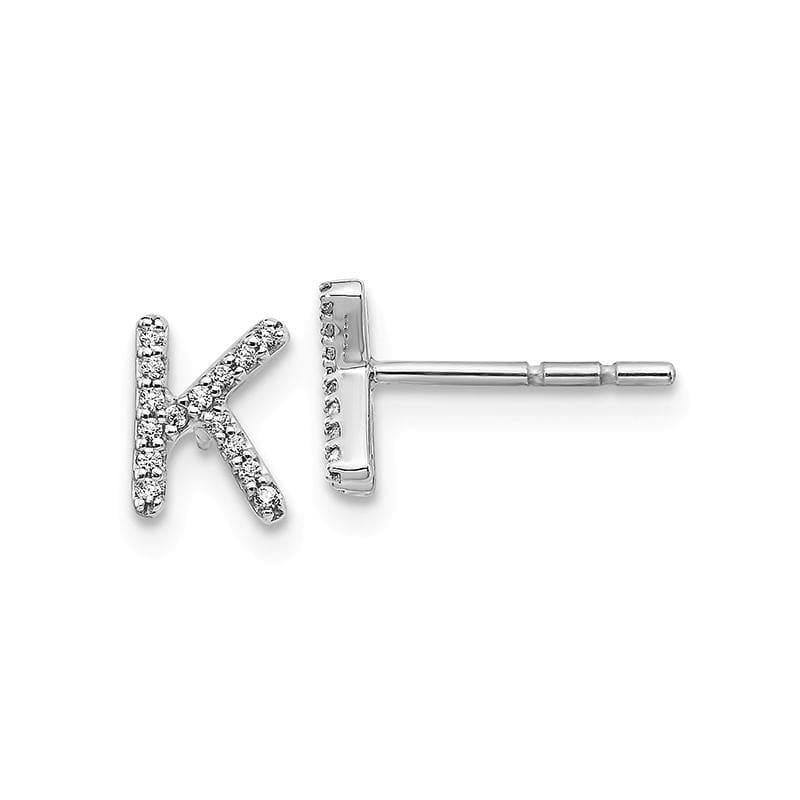 14k White Gold Diamond Initial K Earrings - Seattle Gold Grillz