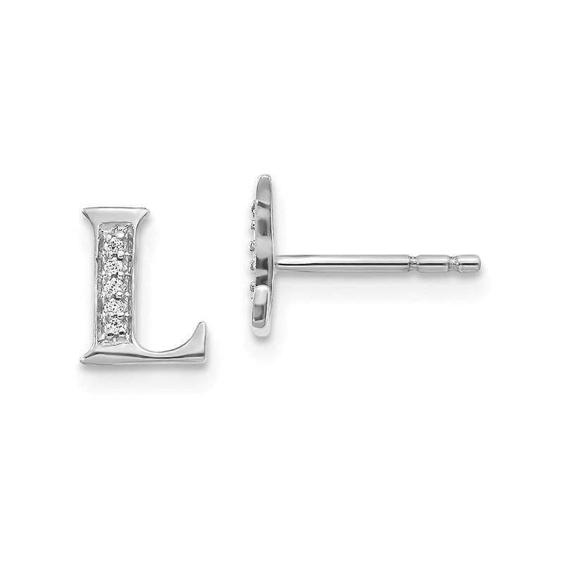 14k White Gold Diamond Initial L Earrings - Seattle Gold Grillz