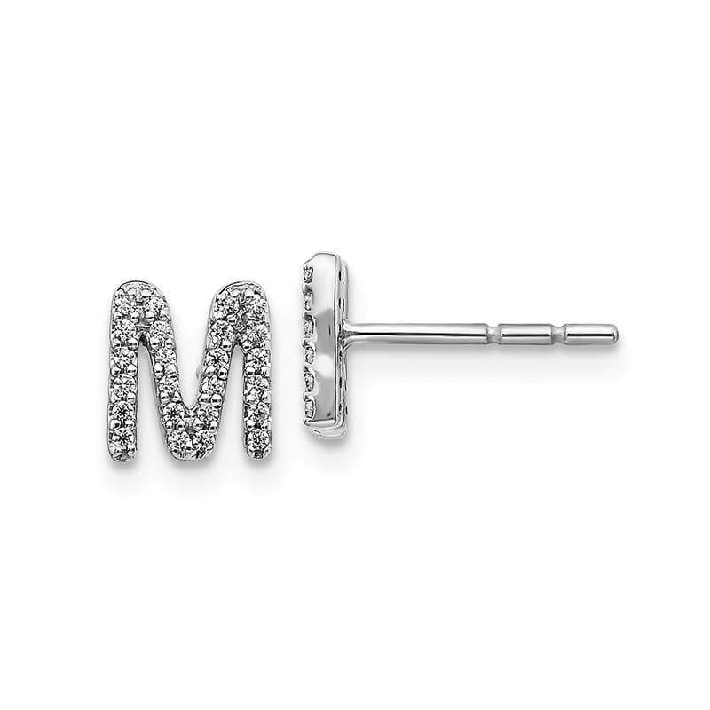 14k White Gold Diamond Initial M Earrings - Seattle Gold Grillz