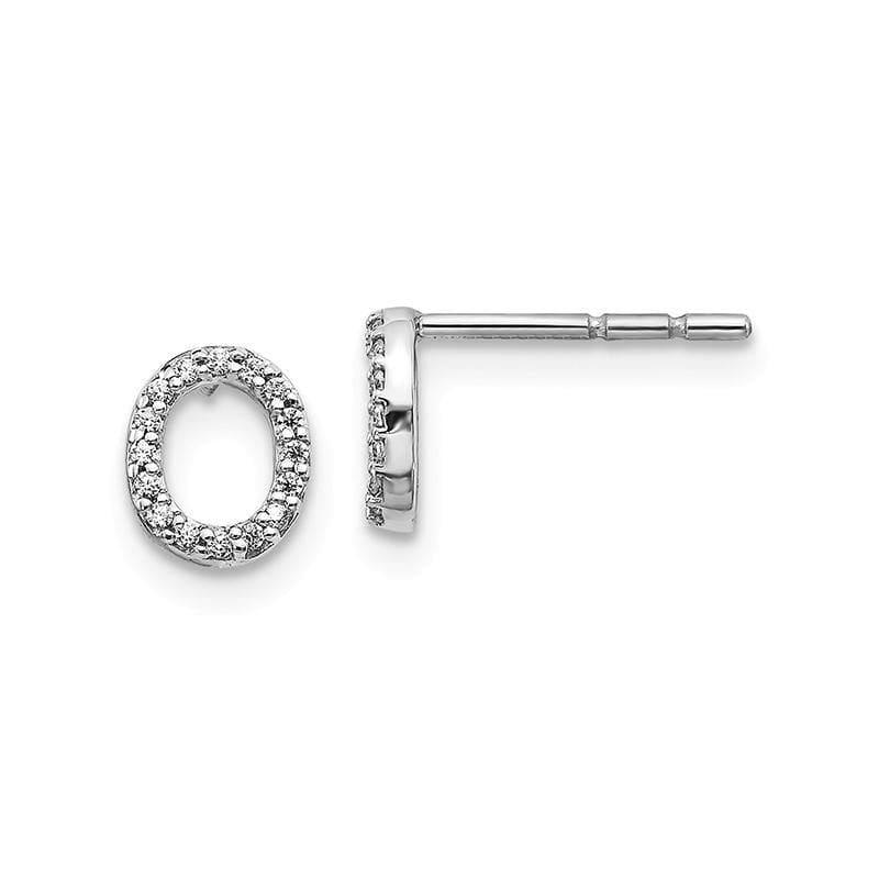 14k White Gold Diamond Initial O Earrings - Seattle Gold Grillz