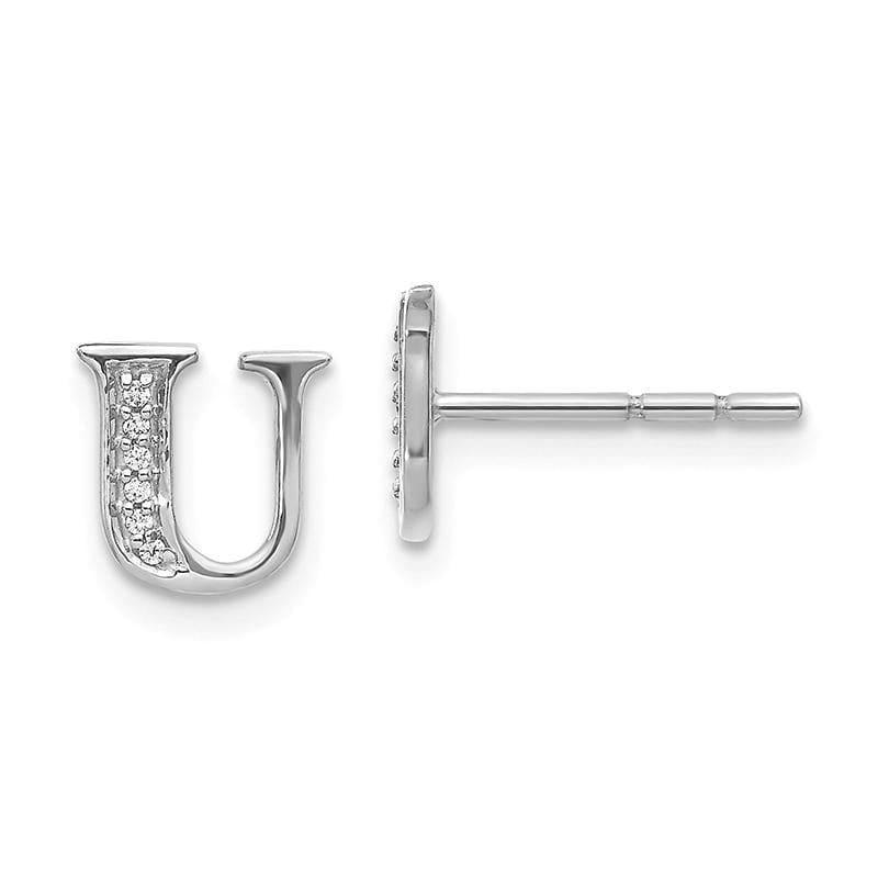 14k White Gold Diamond Initial U Earrings - Seattle Gold Grillz