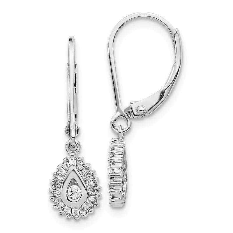 14k White Gold Diamond Leverback Earrings - Seattle Gold Grillz