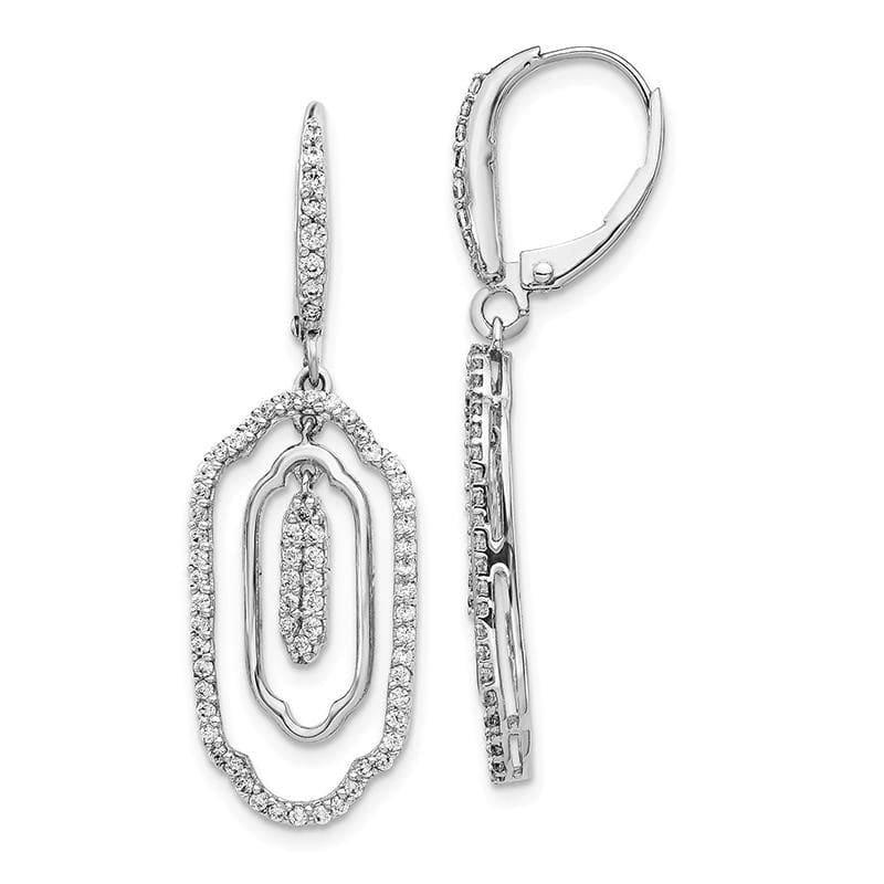 14k White Gold Diamond Leverback Earrings - Seattle Gold Grillz