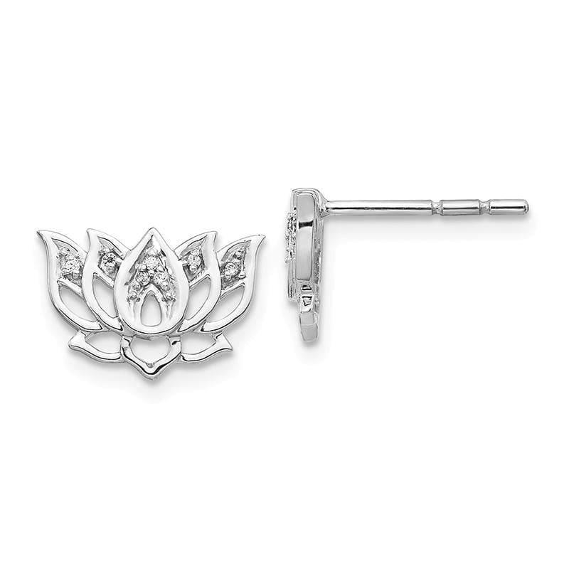 14k White Gold Diamond Lotus Flower Earrings - Seattle Gold Grillz