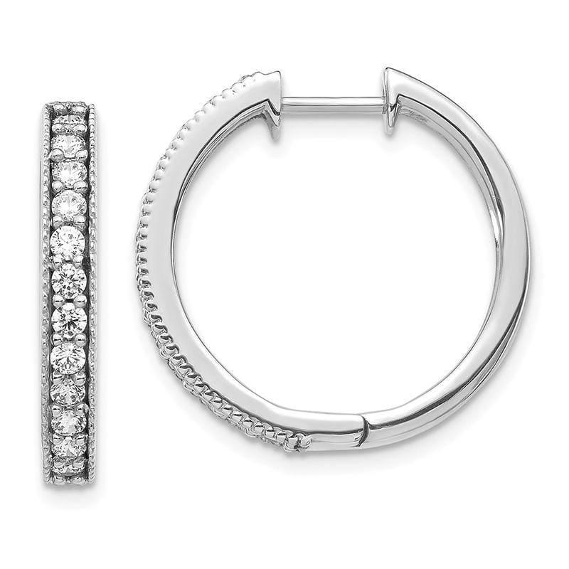 14k White Gold Diamond Milgrain Hoop Earrings. 0.70ctw - Seattle Gold Grillz