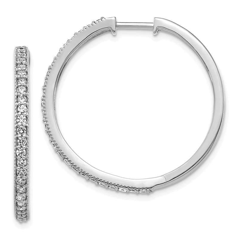 14k White Gold Diamond Milgrain Hoop Earrings. 0.75ctw - Seattle Gold Grillz