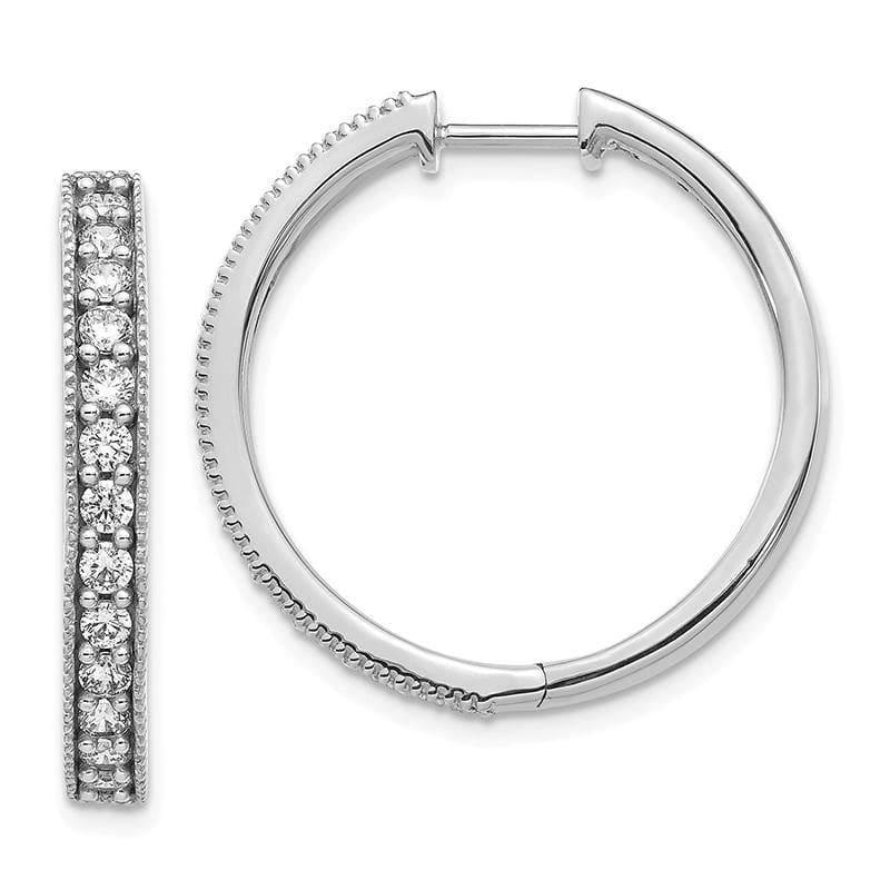 14k White Gold Diamond Milgrain Hoop Earrings. 0.90ctw - Seattle Gold Grillz