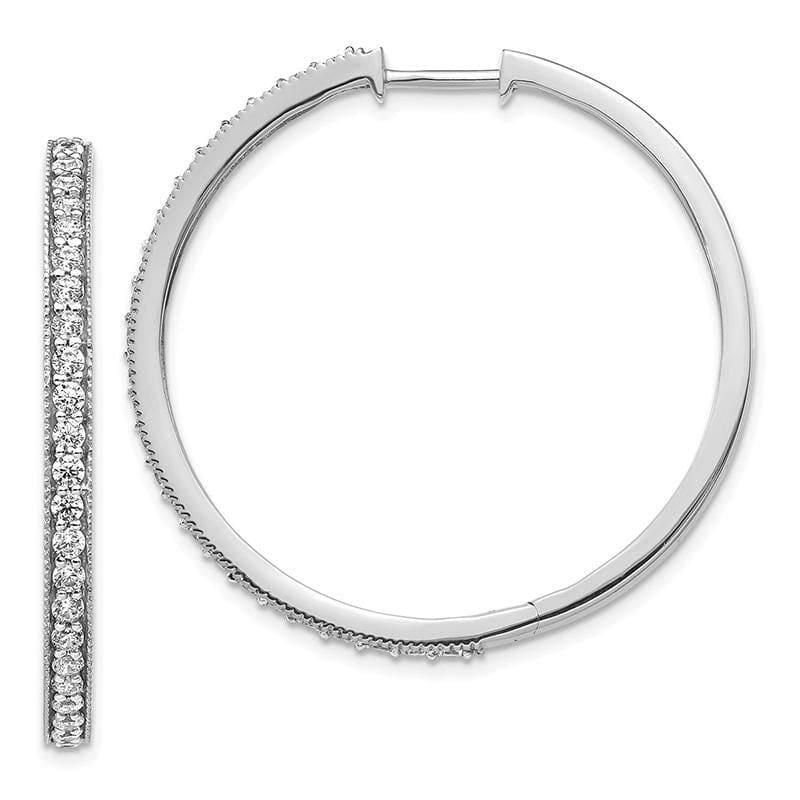 14k White Gold Diamond Milgrain Hoop Earrings. 1.25ctw - Seattle Gold Grillz