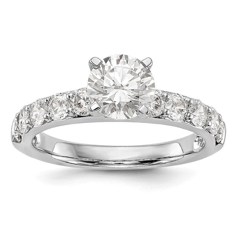 14K White Gold Diamond Peg Set Engagement Ring - Seattle Gold Grillz