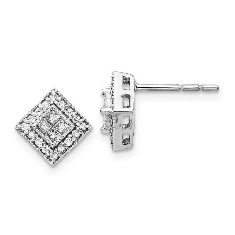 14K White Gold Diamond Post Earrings - Seattle Gold Grillz