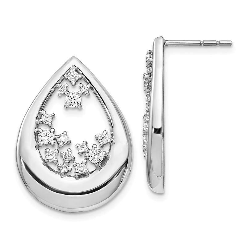 14k White Gold Diamond Post Earrings - Seattle Gold Grillz