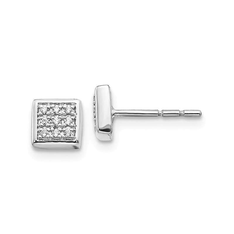 14K White Gold Diamond Post Earrings - Seattle Gold Grillz