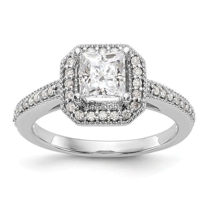 14K White Gold Diamond Princess Semi-Mount Square Halo Engagement Ring - Seattle Gold Grillz