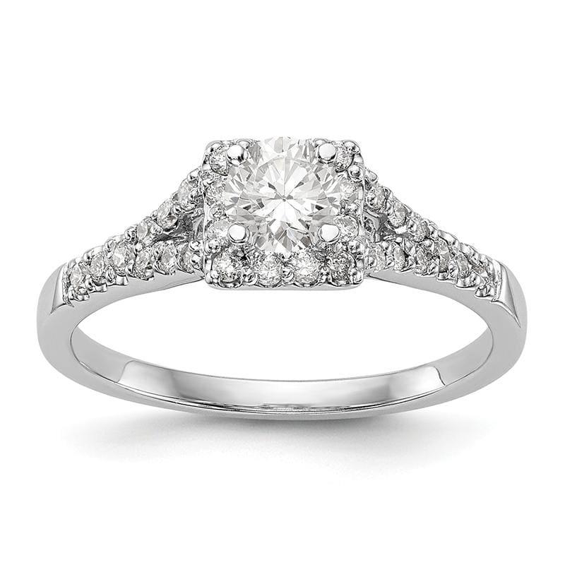 14K White Gold Diamond Princess Semi-Mount Square Halo Engagement Ring - Seattle Gold Grillz