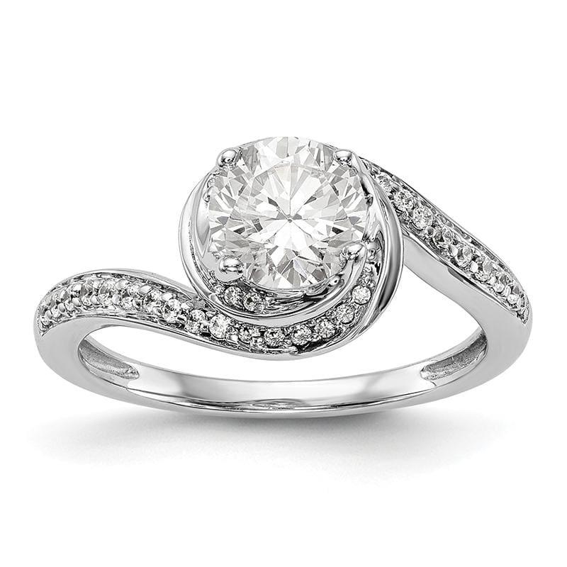14k White Gold Diamond Round Semi-mount By-Pass Engagement Ring - Seattle Gold Grillz