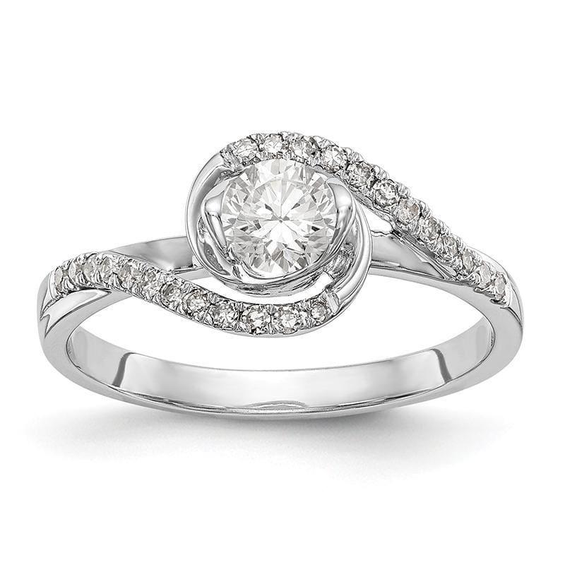 14k White Gold Diamond Round Semi-mount By-Pass Engagement Ring - Seattle Gold Grillz