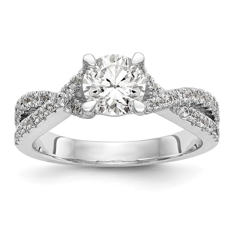 14k White Gold Diamond Round Semi-mount By-Pass Engagement Ring - Seattle Gold Grillz
