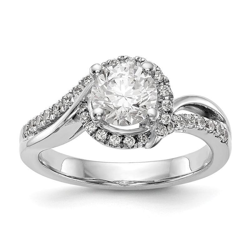 14k White Gold Diamond Round Semi-mount By-Pass Engagement Ring - Seattle Gold Grillz
