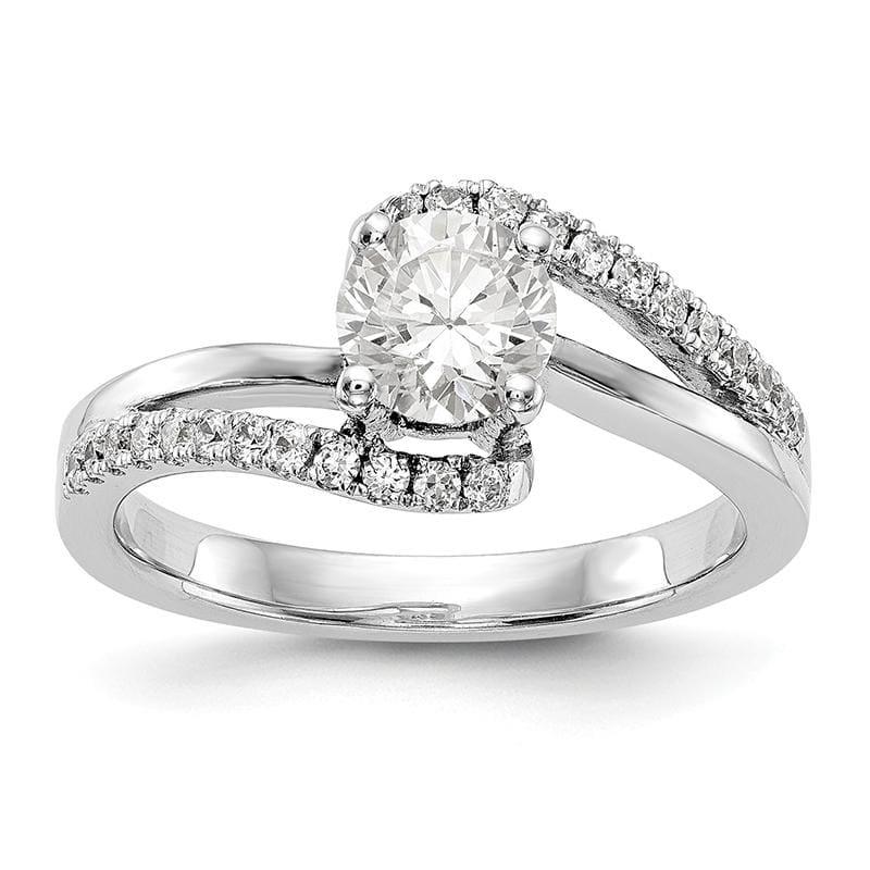 14k White Gold Diamond Round Semi-mount By-Pass Engagement Ring - Seattle Gold Grillz