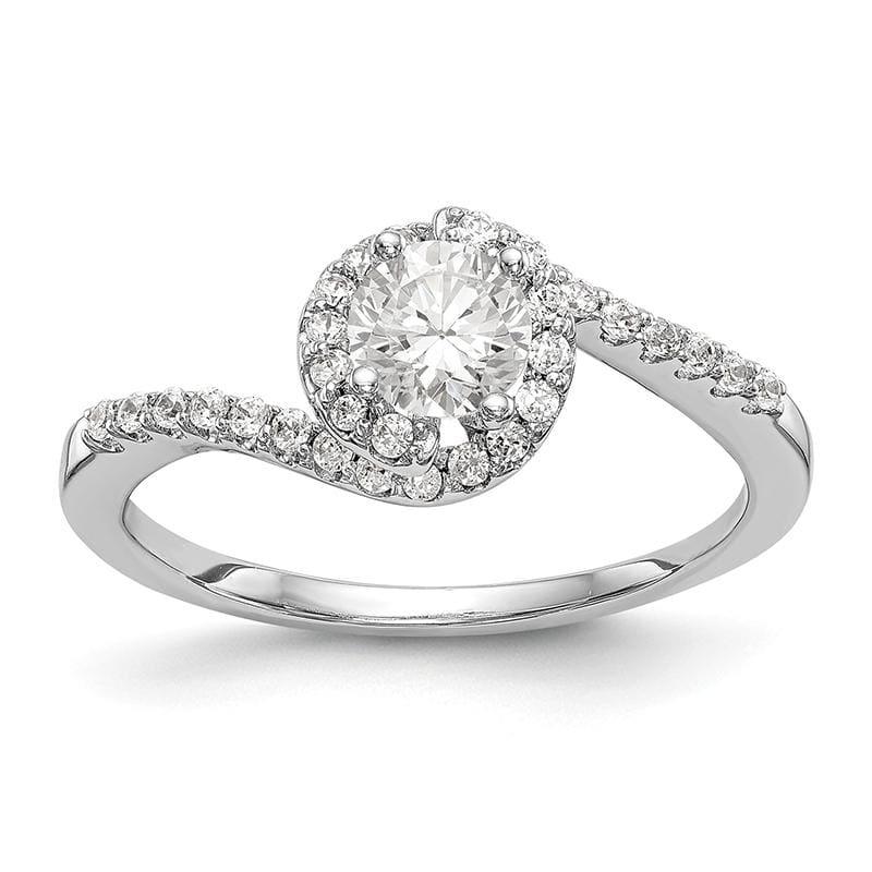 14k White Gold Diamond Round Semi-mount By-Pass Engagement Ring - Seattle Gold Grillz