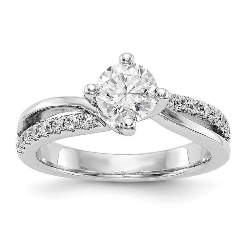 14k White Gold Diamond Round Semi-mount By-Pass Engagement Ring - Seattle Gold Grillz